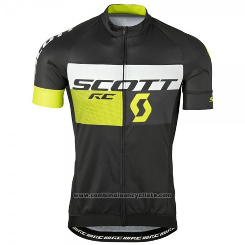2016 Maillot Cyclisme Scott Vert et Noir Manches Courtes et Cuissard