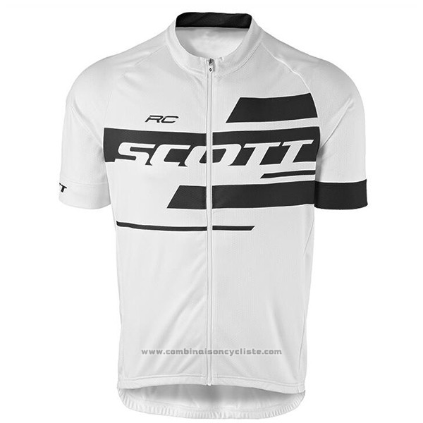 2017 Maillot Cyclisme Scott Blanc Manches Courtes et Cuissard