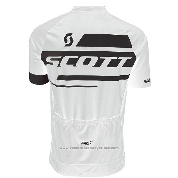 2017 Maillot Cyclisme Scott Blanc Manches Courtes et Cuissard