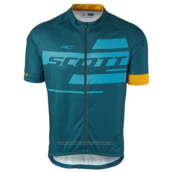 2017 Maillot Cyclisme Scott Bleu Manches Courtes et Cuissard