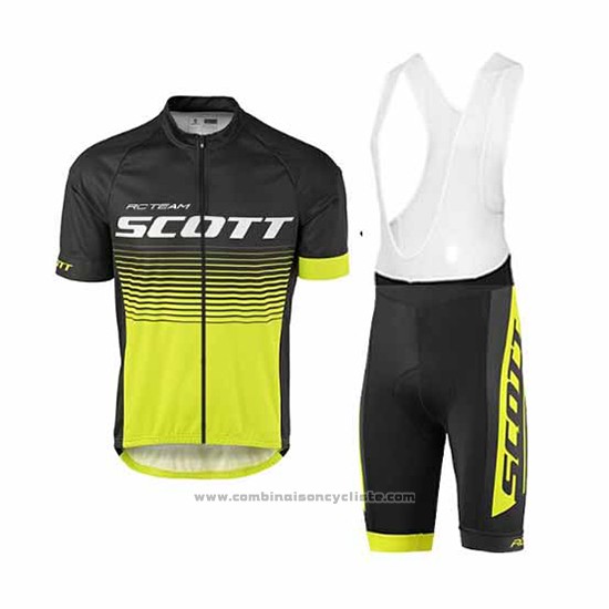 2017 Maillot Cyclisme Scott Jaune Manches Courtes et Cuissard