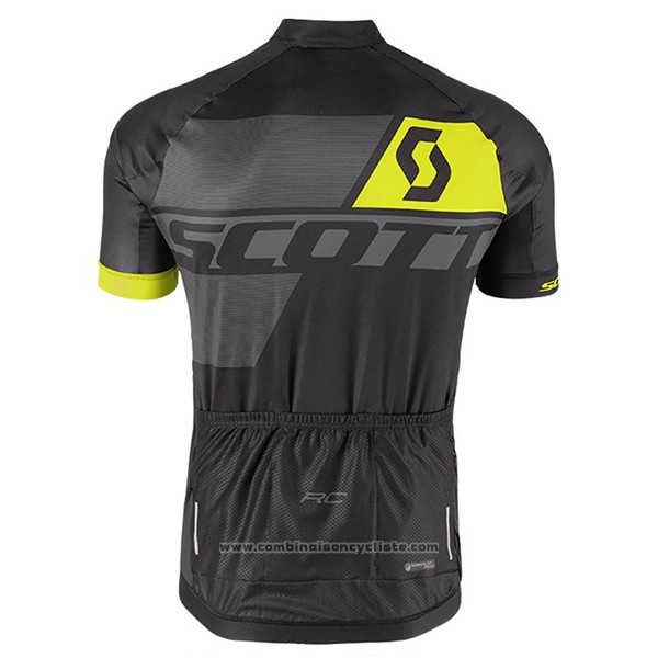 2017 Maillot Cyclisme Scott Jaune et Noir Manches Courtes et Cuissard