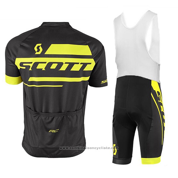 2017 Maillot Cyclisme Scott Noir et Jaune Manches Courtes et Cuissard