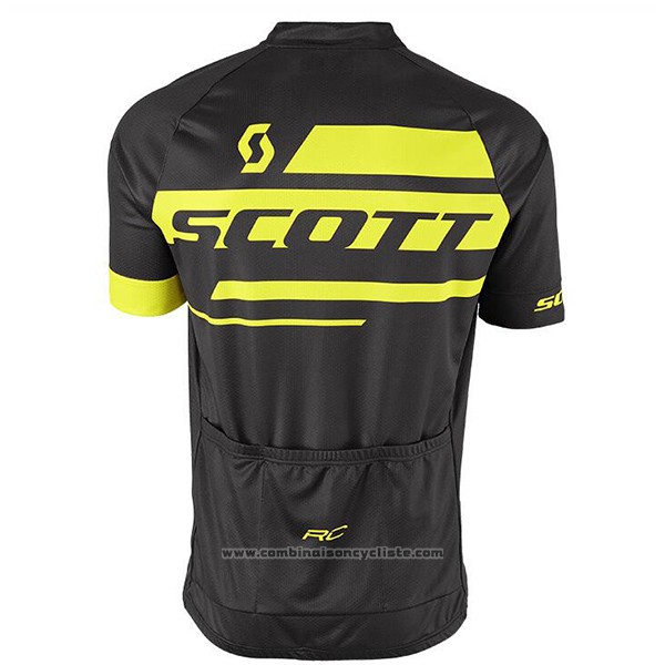 2017 Maillot Cyclisme Scott Noir et Jaune Manches Courtes et Cuissard