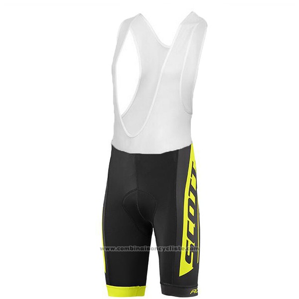 2017 Maillot Cyclisme Scott Noir et Jaune Manches Courtes et Cuissard