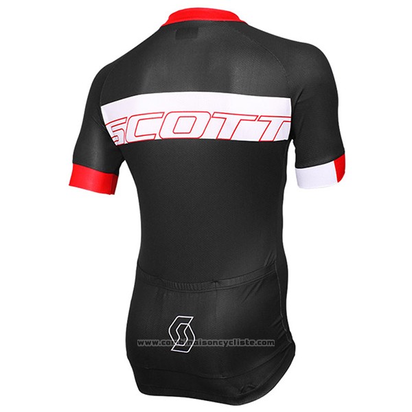 2017 Maillot Cyclisme Scott Noir et Rouge Manches Courtes et Cuissard