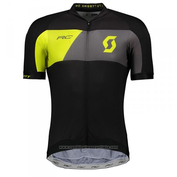 2018 Maillot Cyclisme Castelli Gris Jaune Noir Manches Courtes et Cuissard