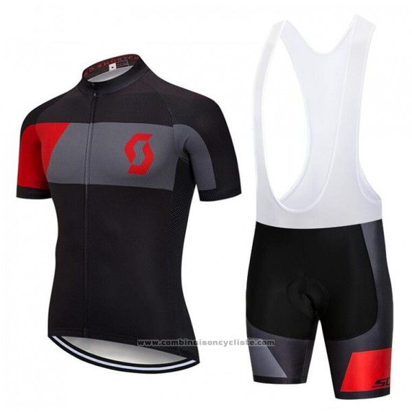 2018 Maillot Cyclisme Castelli Gris Rouge Noir Manches Courtes et Cuissard