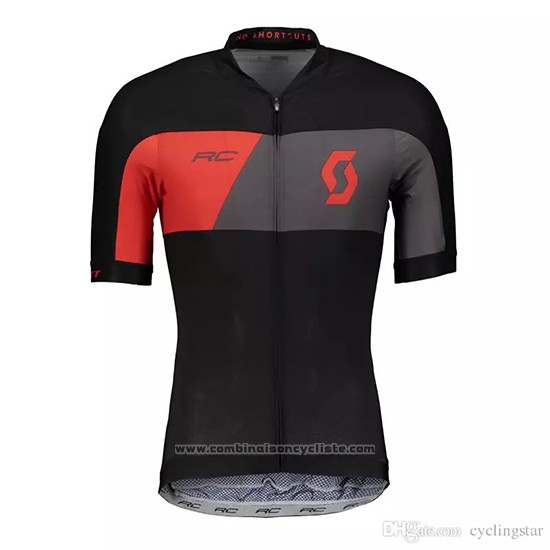 2018 Maillot Cyclisme Scott Noir Gris Manches Courtes et Cuissard