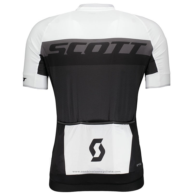 2018 Maillot Cyclisme Scott Rc Blanc Manches Courtes et Cuissard
