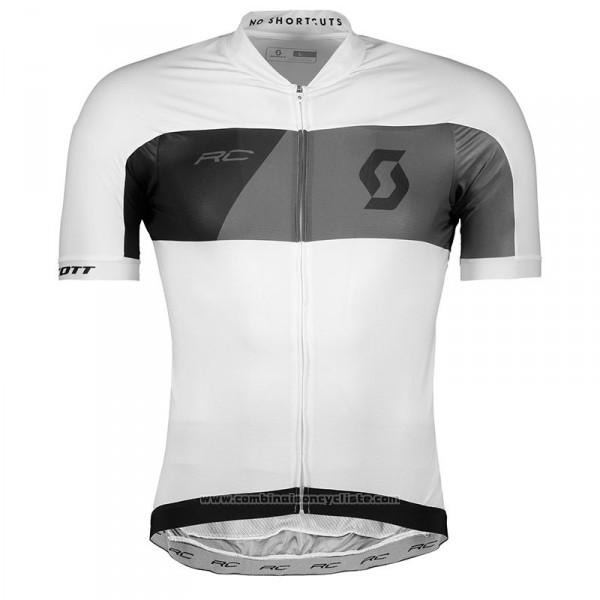 2018 Maillot Cyclisme Scott Rc Gris Blanc Manches Courtes Cuissard