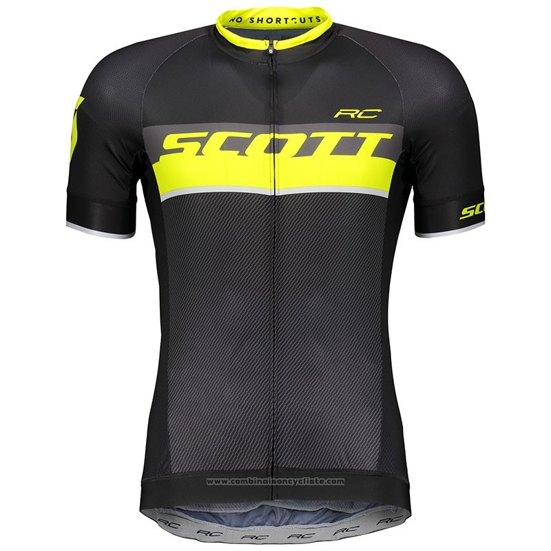 2018 Maillot Cyclisme Scott Rc Jaune Manches Courtes et Cuissard