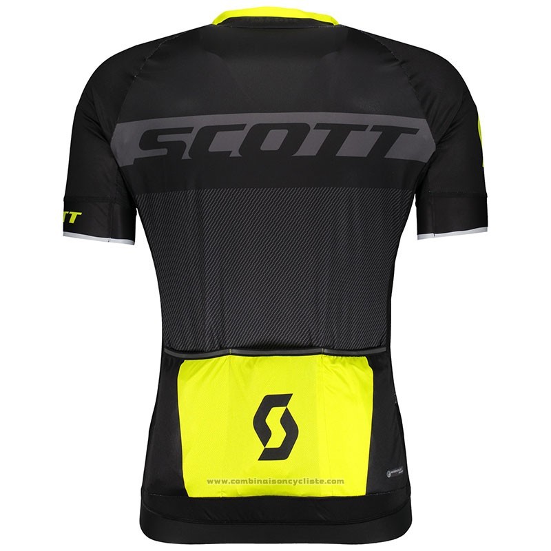 2018 Maillot Cyclisme Scott Rc Jaune Manches Courtes et Cuissard