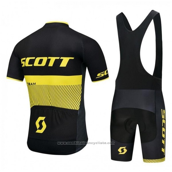 2018 Maillot Cyclisme Scott Rc Noir Jaune Manches Courtes Cuissard