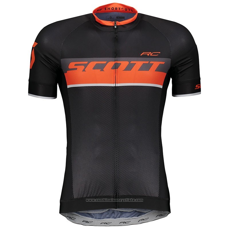 2018 Maillot Cyclisme Scott Rc Noir Manches Courtes et Cuissard