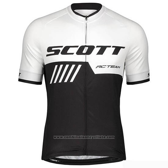 2019 Maillot Cyclisme Scott Noir Blanc Manches Courtes et Cuissard