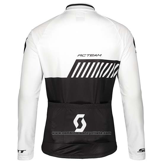 2019 Maillot Cyclisme Scott Noir Blanc Manches Longues et Cuissard