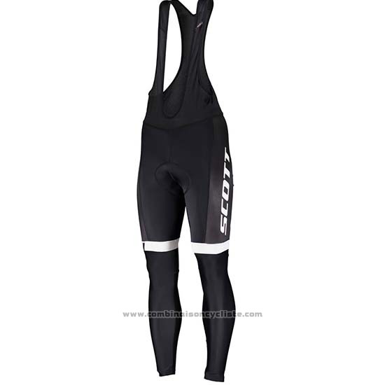 2019 Maillot Cyclisme Scott Noir Blanc Manches Longues et Cuissard