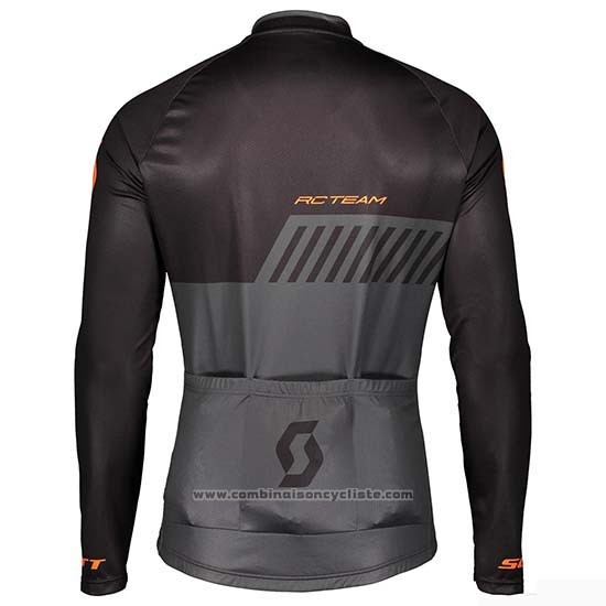 2019 Maillot Cyclisme Scott Noir Gris Manches Longues et Cuissard