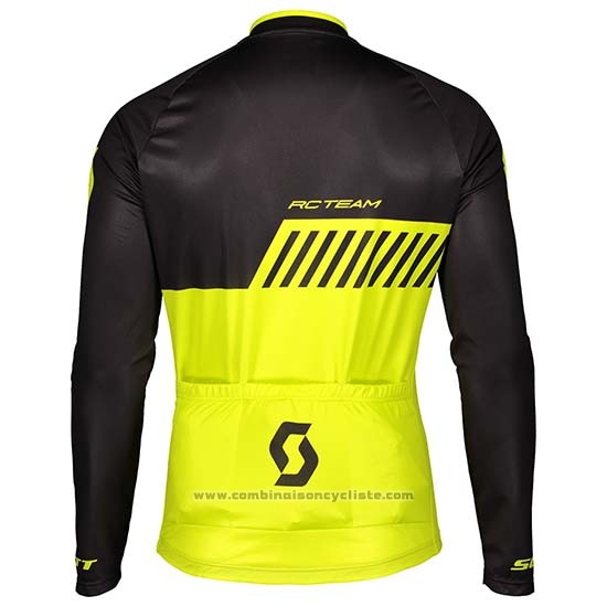2019 Maillot Cyclisme Scott Noir Jaune Manches Longues et Cuissard