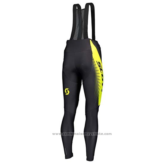 2019 Maillot Cyclisme Scott Noir Jaune Manches Longues et Cuissard