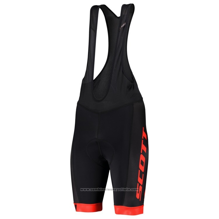 2019 Maillot Cyclisme Scott Noir Rouge Manches Courtes et Cuissard