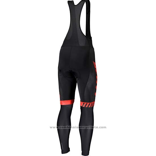 2019 Maillot Cyclisme Scott Noir Rouge Manches Longues et Cuissard