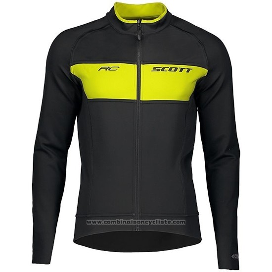 2019 Maillot Cyclisme Scott RC FF Jaune Noir Manches Longues et Cuissard