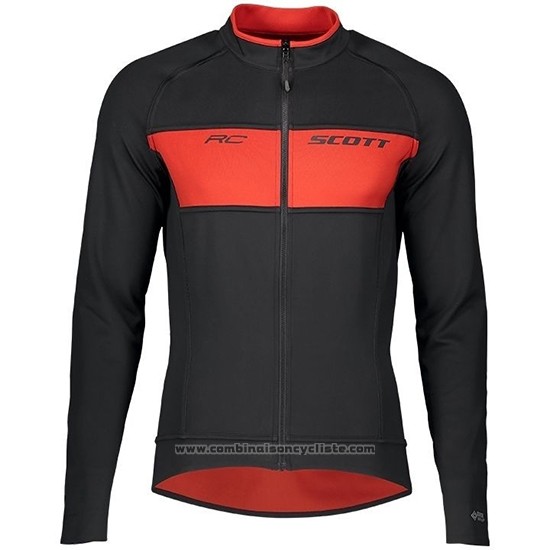 2019 Maillot Cyclisme Scott RC FF Noir Rouge Manches Longues et Cuissard