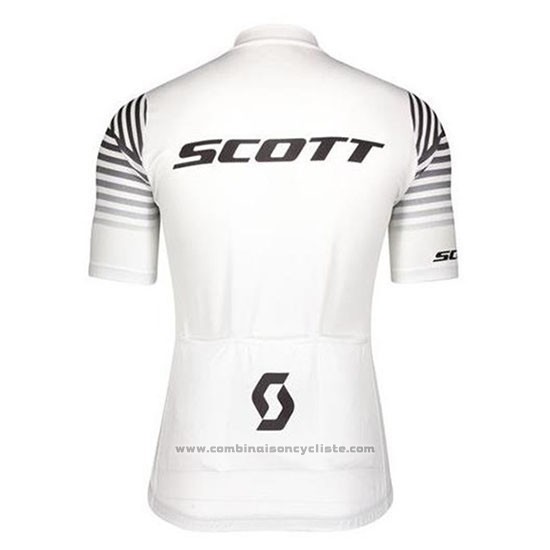 2020 Maillot Cyclisme Scott Blanc Manches Courtes et Cuissard