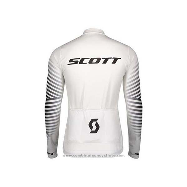 2020 Maillot Cyclisme Scott Blanc Noir Manches Longues et Cuissard
