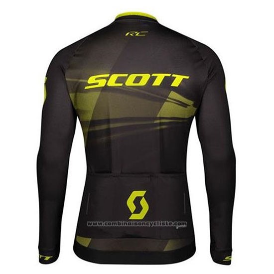 2020 Maillot Cyclisme Scott Jaune Noir Manches Longues et Cuissard
