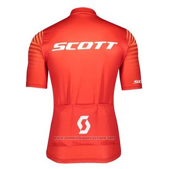 2020 Maillot Cyclisme Scott Rouge Manches Courtes et Cuissard