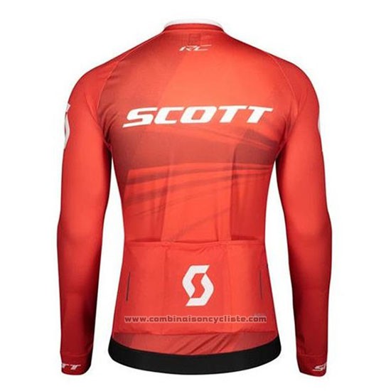 2020 Maillot Cyclisme Scott Rouge Manches Longues et Cuissard