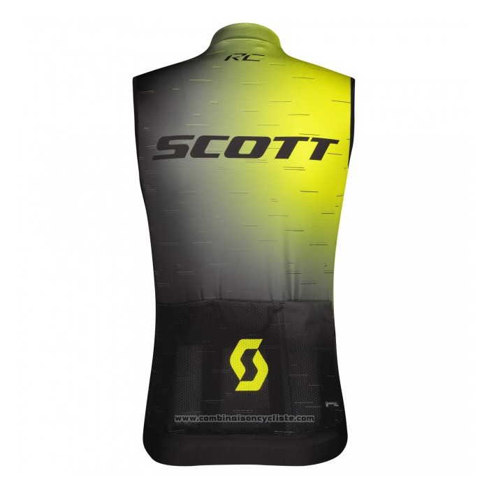 2021 Gilet Coupe-Vent Scott Noir Jaune Manches Courtes et Cuissard