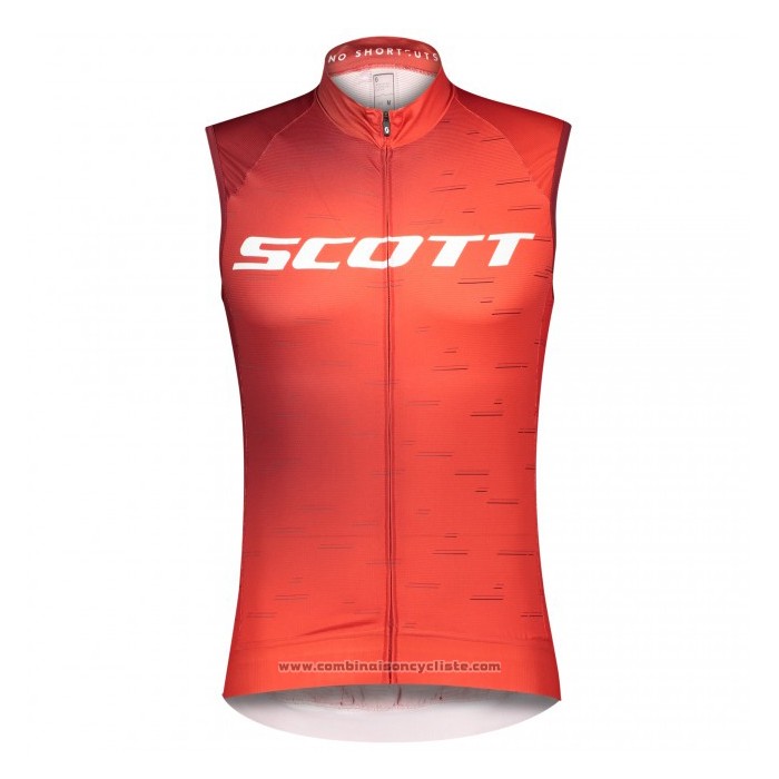 2021 Gilet Coupe-Vent Scott Rouge Manches Courtes et Cuissard
