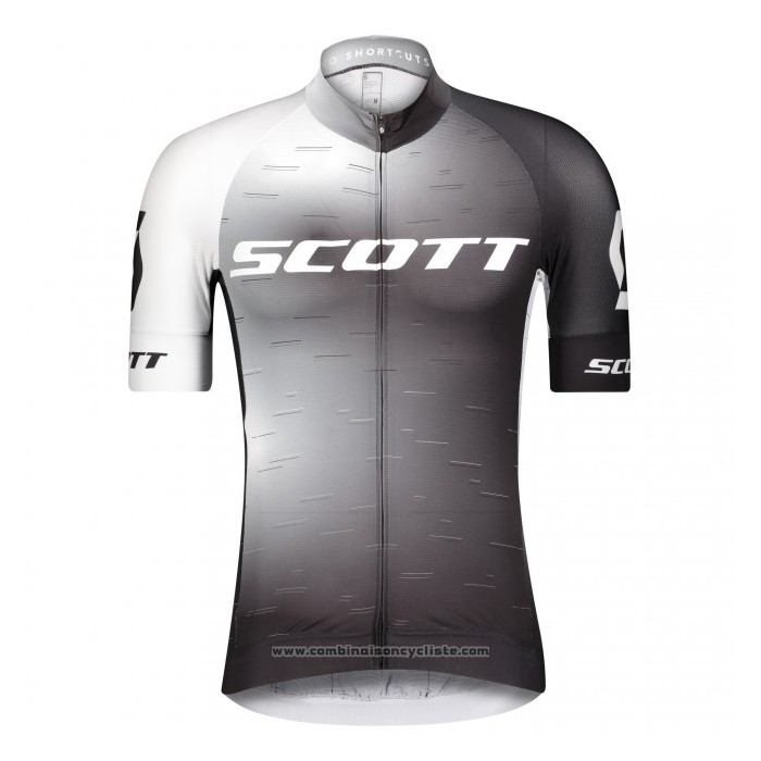 2021 Maillot Cyclisme Scott Blanc Manches Courtes et Cuissard