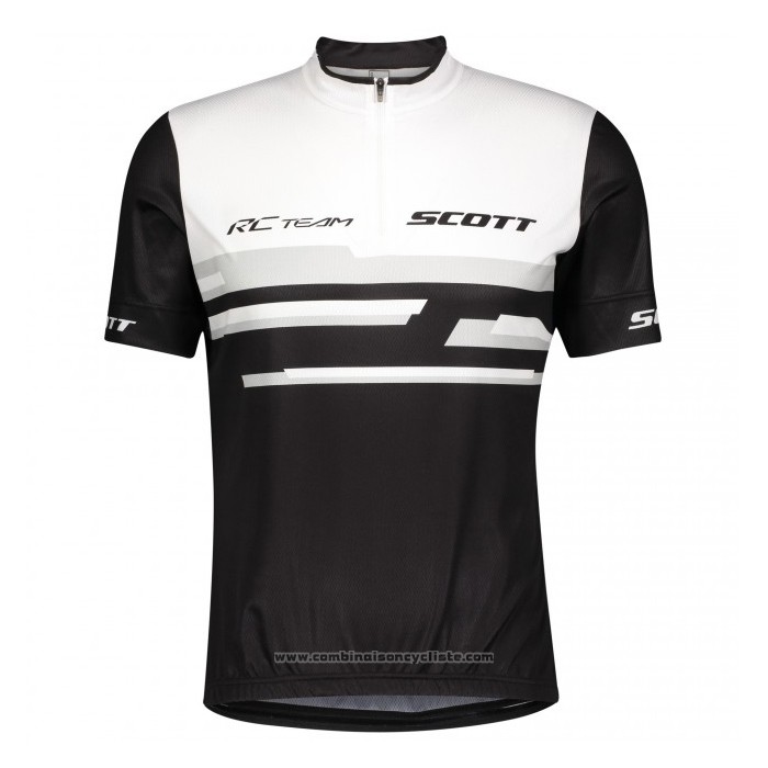 2021 Maillot Cyclisme Scott Blanc Noir Manches Courtes et Cuissard