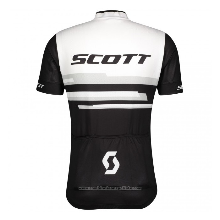 2021 Maillot Cyclisme Scott Blanc Noir Manches Courtes et Cuissard