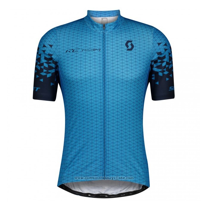2021 Maillot Cyclisme Scott Bleu Manches Courtes et Cuissard
