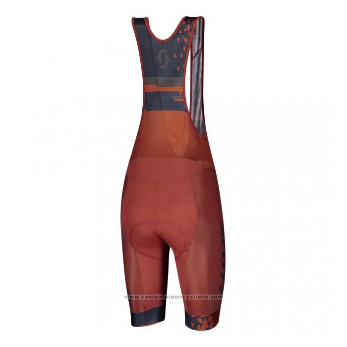 2021 Maillot Cyclisme Scott Fonce Bleu Orange Manches Courtes et Cuissard