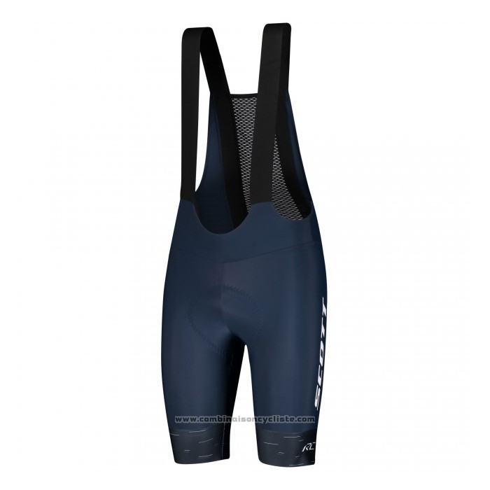 2021 Maillot Cyclisme Scott Jaune Fonce Bleu Manches Courtes et Cuissard