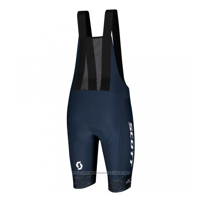 2021 Maillot Cyclisme Scott Jaune Fonce Bleu Manches Courtes et Cuissard