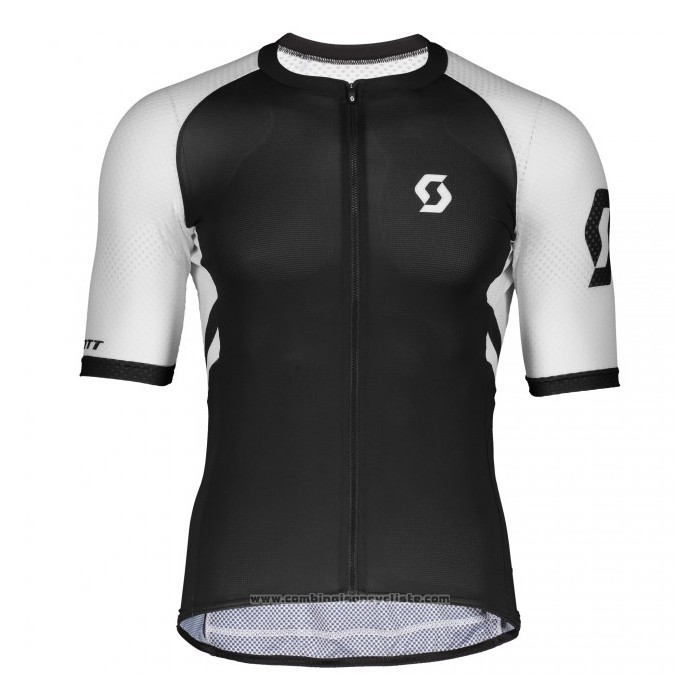 2021 Maillot Cyclisme Scott Noir Blanc Manches Courtes et Cuissard