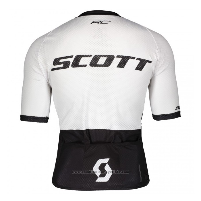 2021 Maillot Cyclisme Scott Noir Blanc Manches Courtes et Cuissard