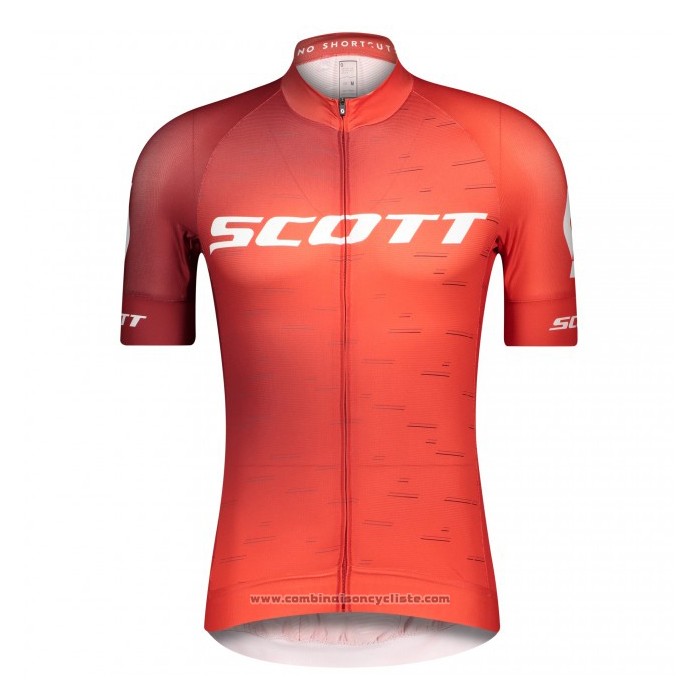 2021 Maillot Cyclisme Scott Rouge Manches Courtes et Cuissard
