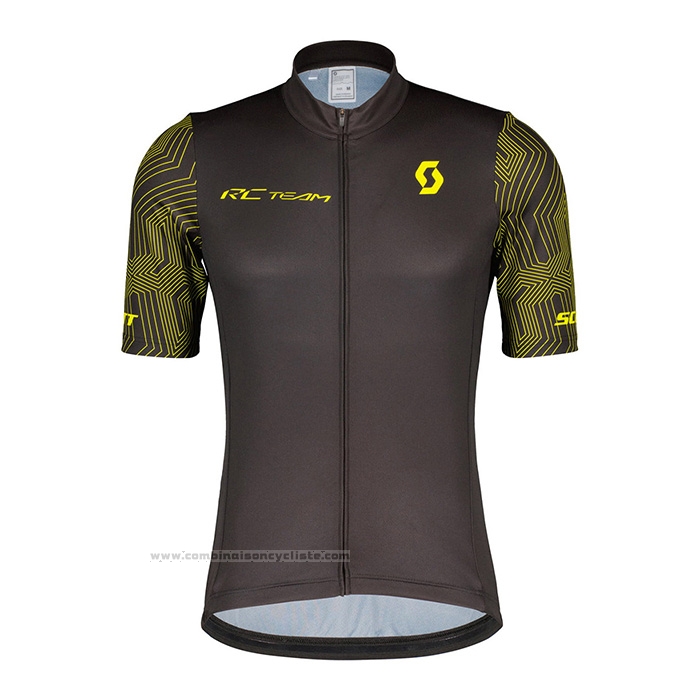2022 Maillot Cyclisme Scott Blanc Jaune Manches Courtes et Cuissard