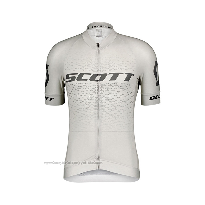 2022 Maillot Cyclisme Scott Blanc Manches Courtes et Cuissard