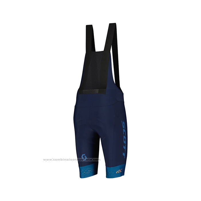 2022 Maillot Cyclisme Scott Bleu Jaune Manches Courtes et Cuissard