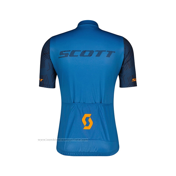 2022 Maillot Cyclisme Scott Bleu Manches Courtes et Cuissard